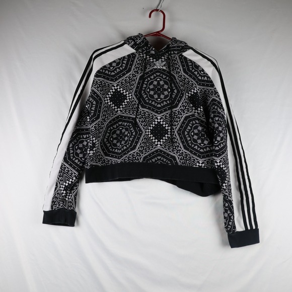 Adidas Hoodie Womens Medium Bandana Pattern Trefoil Pullover Sweatshirt - Picture 1 of 10